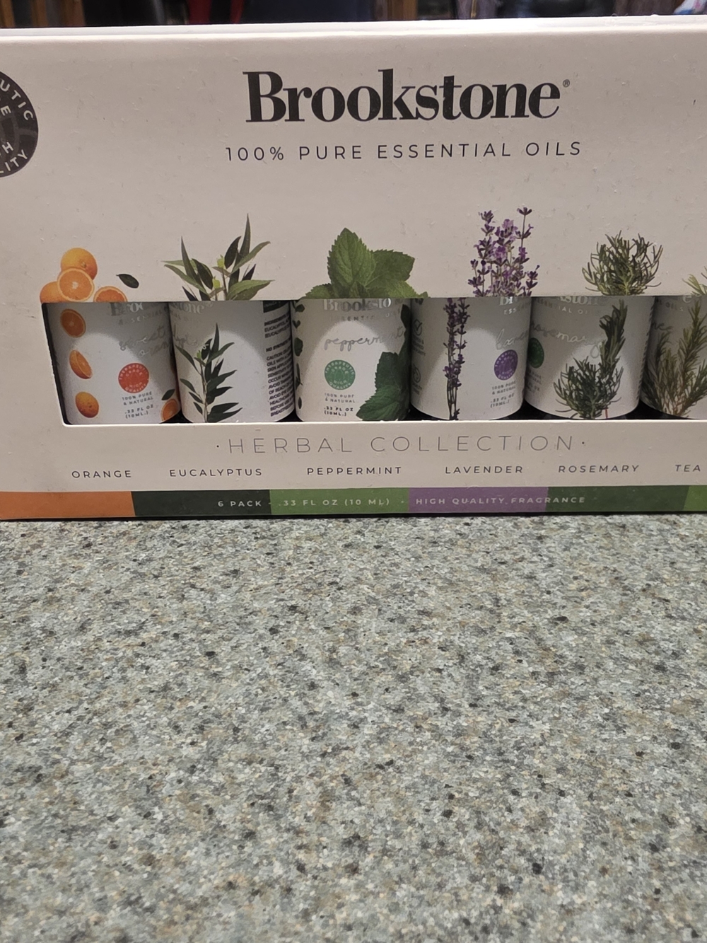 Brookstone Essential Oils 6-Pack - Orange, Green, Purple